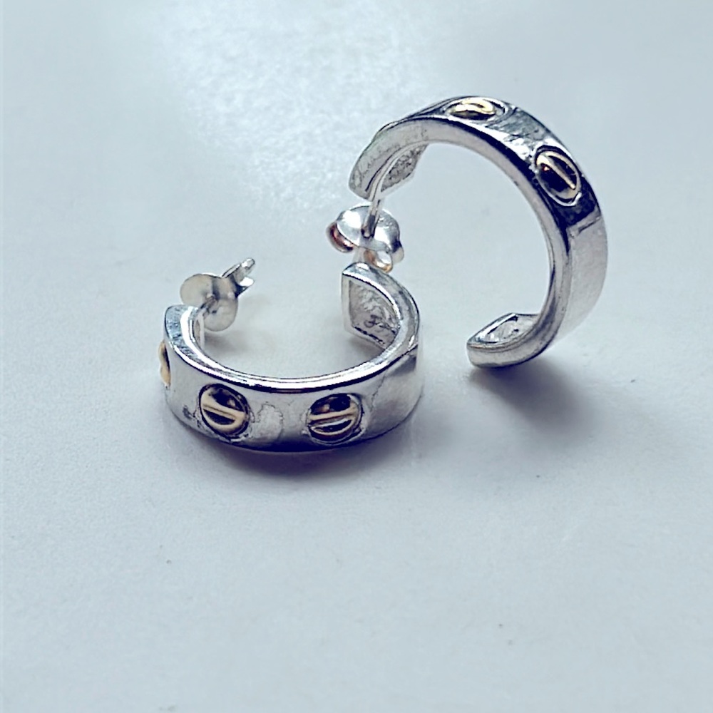 Lovely Sterling silver and 14k gold earrings.